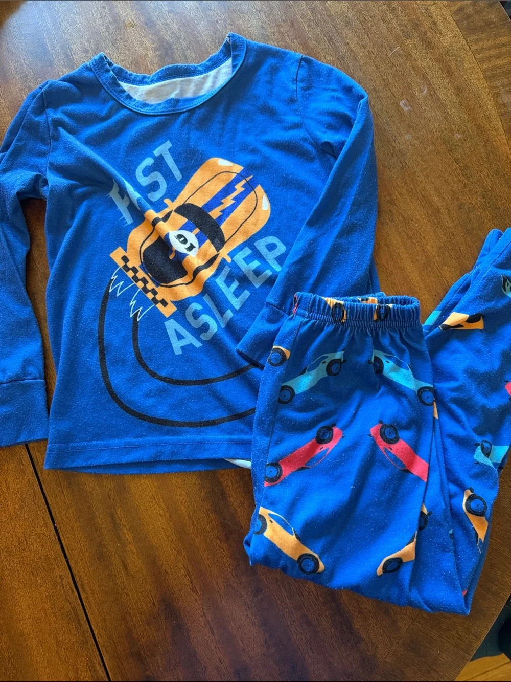 Kids Blue 'Fast Asleep' Car Pajama Set